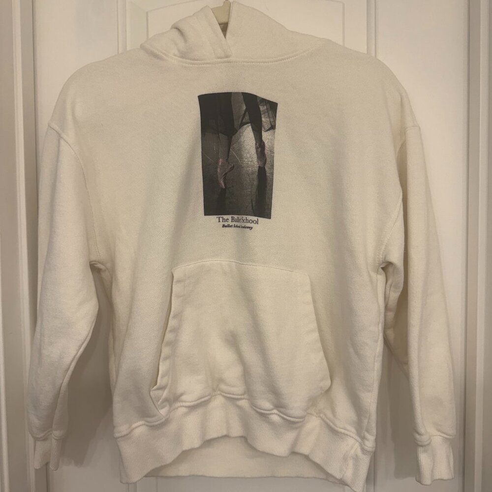 Zara Girls Ballet Hoodie Size 9-10 Off-White Dancer Graphic